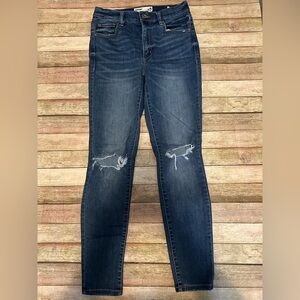 Garage Dark Blue Distressed Skinny Jeans